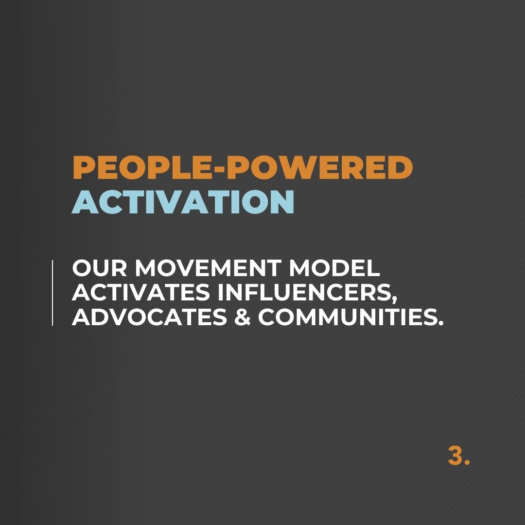 We recognize that people are the medium. Investing in a people-powered strategy builds communities and ignites movements online with passionate fans. Word-of-mouth advocacy is the currency of social media and is the most scalable resource you’ll find in your entire marketing mix.