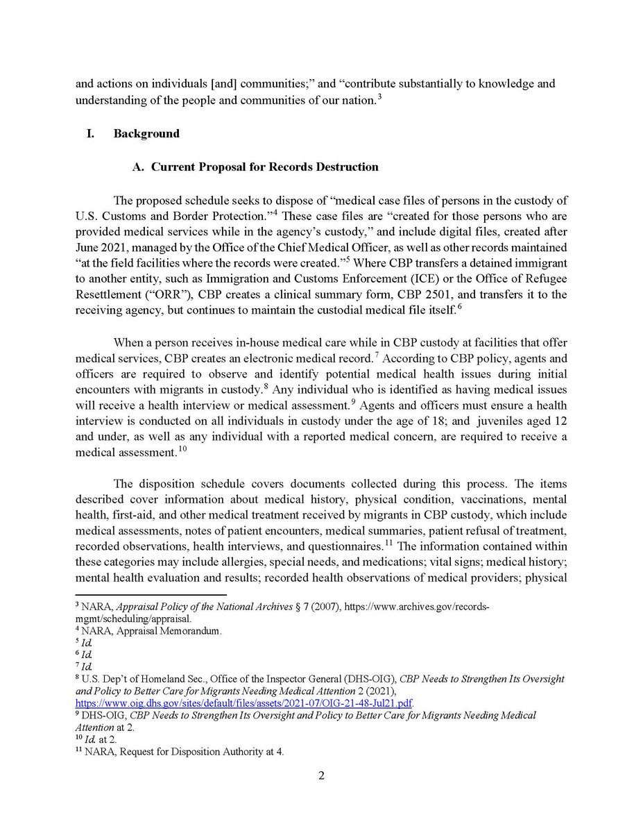 NIJC's tweet image. We joined @ACLU @immcouncil @TXCivilRights &amp;amp; 240+ advocates in urging the govt to preserve @CBP's medical records. CBP wants to destroy medical case files, including of medical treatment &amp;amp; examination of immigrants in CBP custody, after 20 yrs. More here: aclu.org/documents/comm…