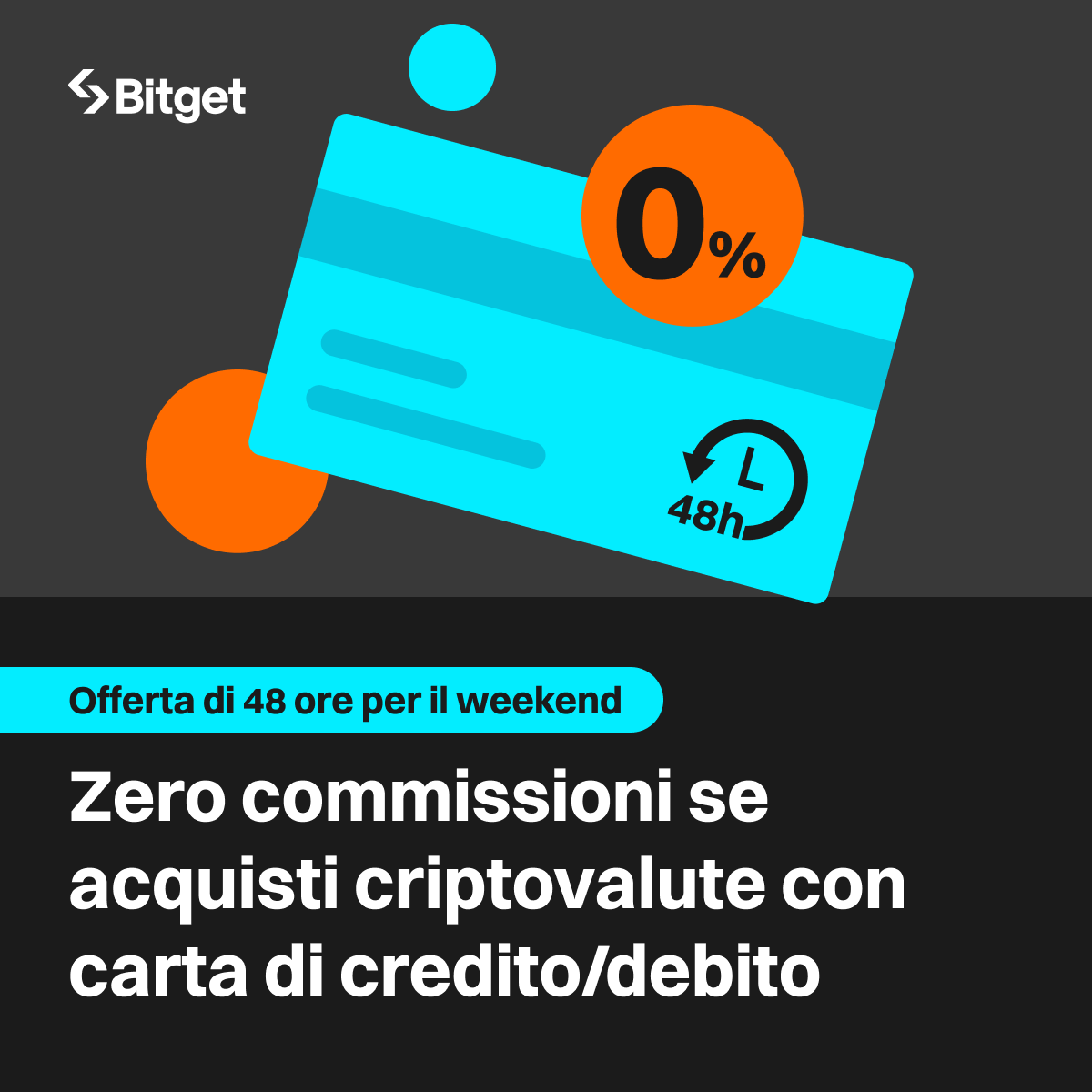 bg_in_italian's tweet image. 💳Offerta di 48 ore per il weekend: Zero commissioni se acquisti criptovalute con carta di credito/debito

⏰Periodo della promozione: Da ogni sabato 01:00 a domenica 01:00 (UTC+1)

👇Scopri di più:
bitget.com/it/support/art…

#CryptoCommunity #cryptotrading #BitgetBuilders2024