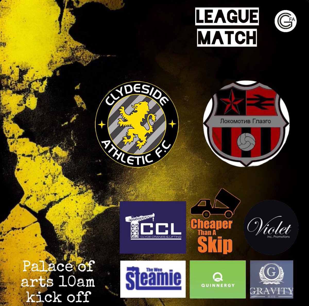 ClydesideAth's tweet photo. #fixturefriday
#MTC π
ποΈ @lokosglasgow
π league
π 13/1
π Palace of Arts
β° 10am
@ScotAmFA
@AmmyFitbaNews
@GlasCollegesFA @QuinnergyLtd
@theweesteamie
#CCL #gravitysuite #cheaperthanaskip https://t.co/7iwCng4nud