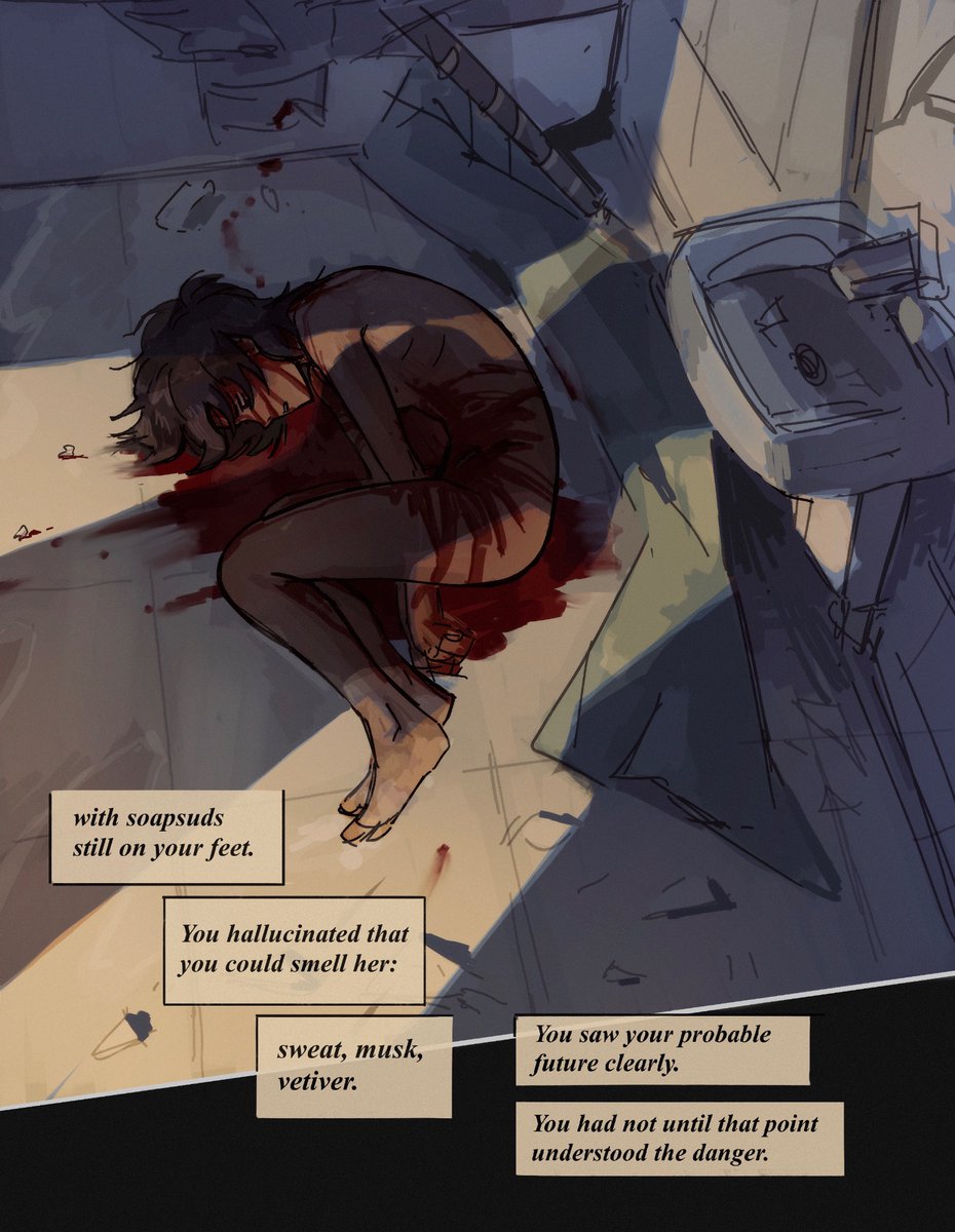 naomistares's tweet photo. harrowhark has suffered more than jesus (1/3) / blood , mild nudity #TheLockedTomb https://t.co/ikGYJn1j9q
