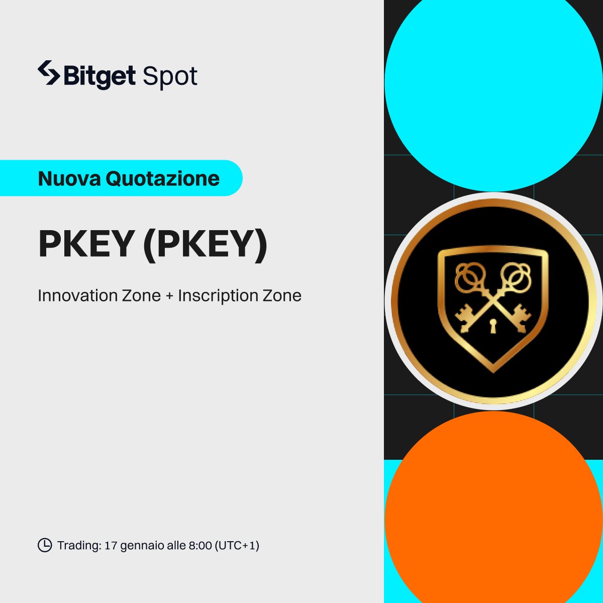 bg_in_italian's tweet image. 🚀Bitget listerà PKEY (PKEY) nell’Innovation Zone ed Inscription Zone

⏰Trading: 17 gennaio 2024, ore 8:00 (UTC+1)

👇Scopri di più:
bitget.com/it/support/art…

#CryptoCommunity #cryptomarket #BitgetBuilders2024