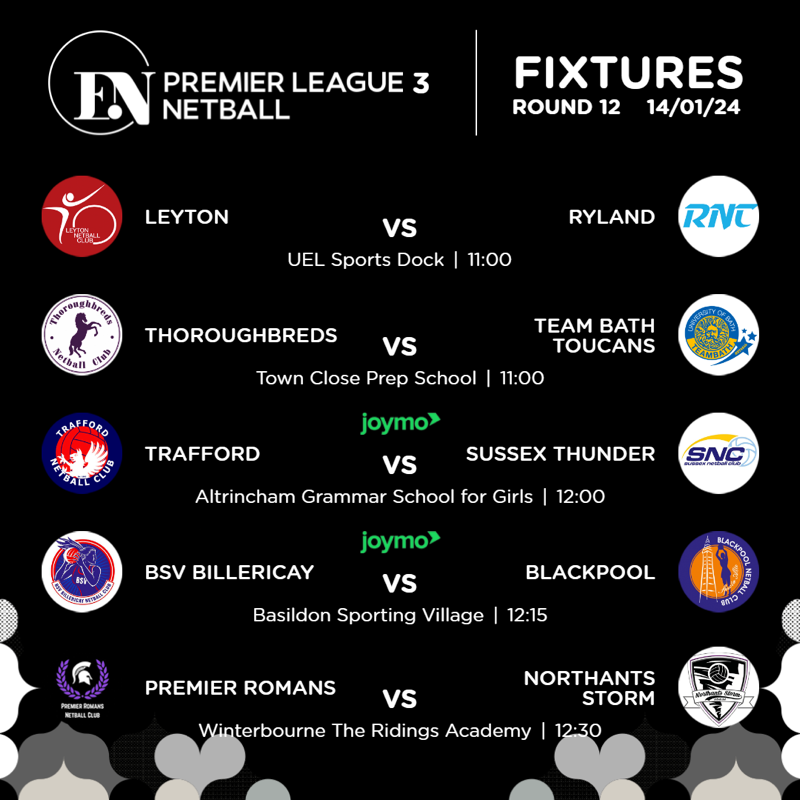 EnglandNetball's tweet photo. Ready for more Premier League action? 🙋‍♀️

👀 The title, promotion and relegation battles continue this weekend!

See the fixtures and which games you can watch via @joymo_tv below ⬇️