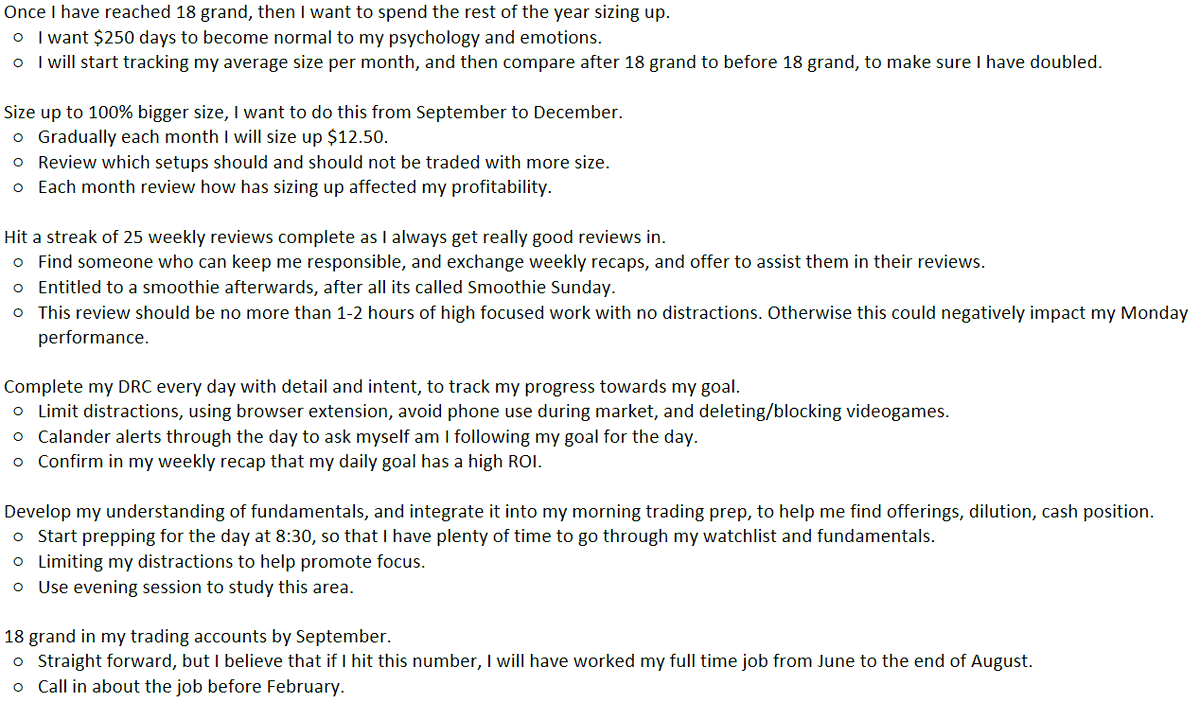 drew_trades's tweet photo. 2024 Trading Goals;

My focus was making sure each goal had a systemized path towards success.

 I have to thank @TheOneLanceB for his amazing Annual Reflections &amp; Goal setting which I followed step by step to help me create my goals. 

Happy new year! https://t.co/nHjbEmcRPY