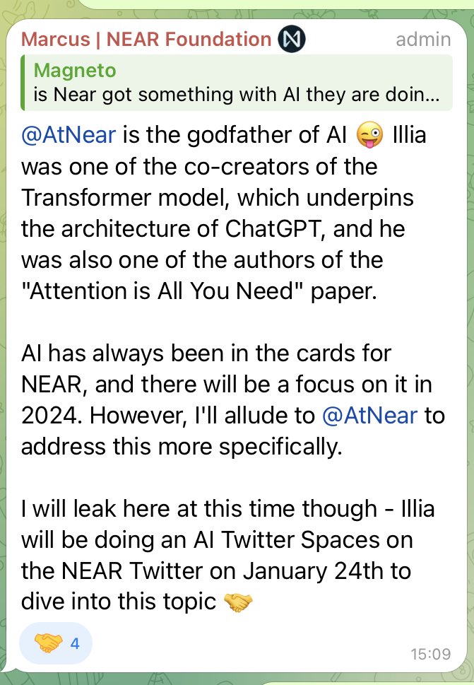 RoboBTC's tweet photo. Classified ☢️: inside peak of what’s coming up on @NEARProtocol i just can’t keep something so exciting to myself! the date is tbc still but you get the gist! AI ChatGPT style on #NEAR $NEAR this layer 1 is light years ahead fr!  🤖👀 #crypto #alts #BTC #ChatGPT #ETH @BlockchainBoyy