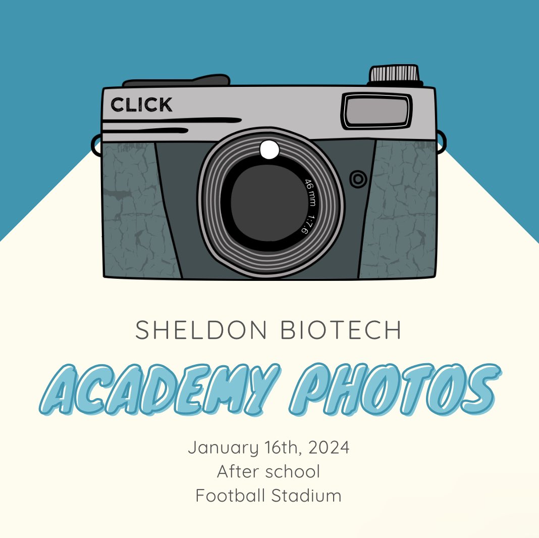 shsbiotech's tweet photo. Biotech Academy photos will be taken Tuesday, January 16th in the stadium after school. Make sure to wear your Biotech gear! https://t.co/2N0XaD8UnY