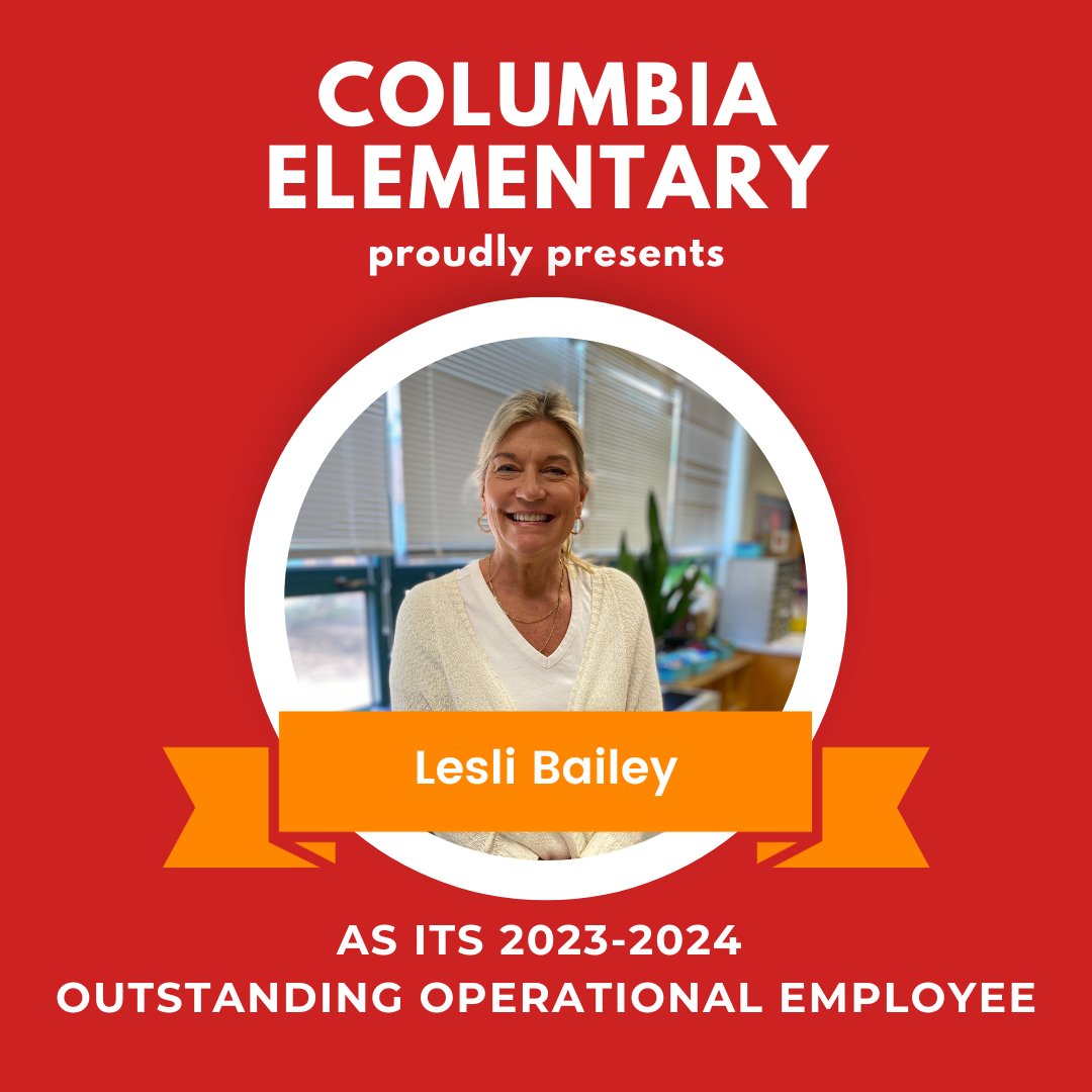 ColumbiaES_fcps's tweet photo. 🎉Congratulations Mrs. Bailey!🐾Mrs. Bailey was nominated and selected as Columbia Elementary's 2023-2024 Outstanding Operational Employee! @fcpsregion6
 
#smallschoolbigheart #FCPS #WeAreColumbia https://t.co/5dyx2xKcWf