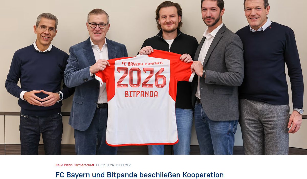 🥳 wow, eine #Kooperation mit #Bitpanda und #BAYERNMUENCHEN ⚽️

#Crypto #investing #ETFbitcoin #BTC #ETH #boerse #digitalization #Solana #NFTs #Metaverse #gaming #ChampionsLeague #UEFA #football 

fcbayern.com/de/news/2024/0…