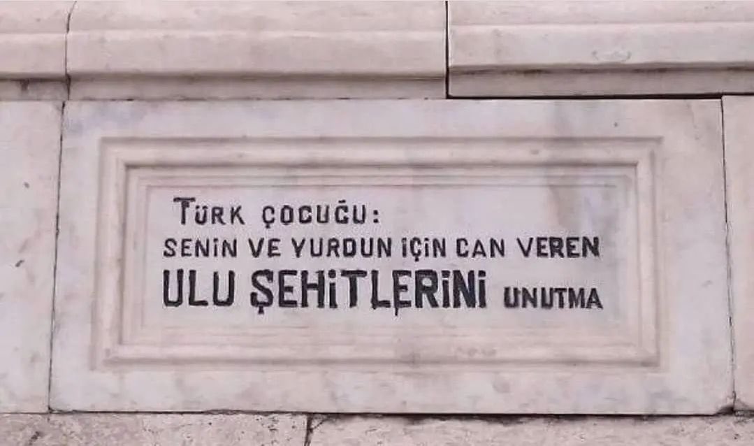 Bastığın yerleri "toprak!" diyerek geçme, tanı!
Düşün altındaki binlerce kefensiz yatanı.
Sen şehîd oğlusun, incitme, yazıktır atanı;
Verme, dünyâları alsan da, bu cennet vatanı🇹🇷