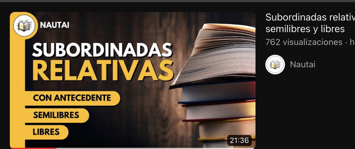 Vídeo sobre subordinadas de relativo con animaciones muy claras para alumnos de bachillerato:

youtu.be/lUO5_-U391w?si…

#selectividad #pau2024 #subordinadas #relativas

Incluye ejercicios de #paresmínimos.
