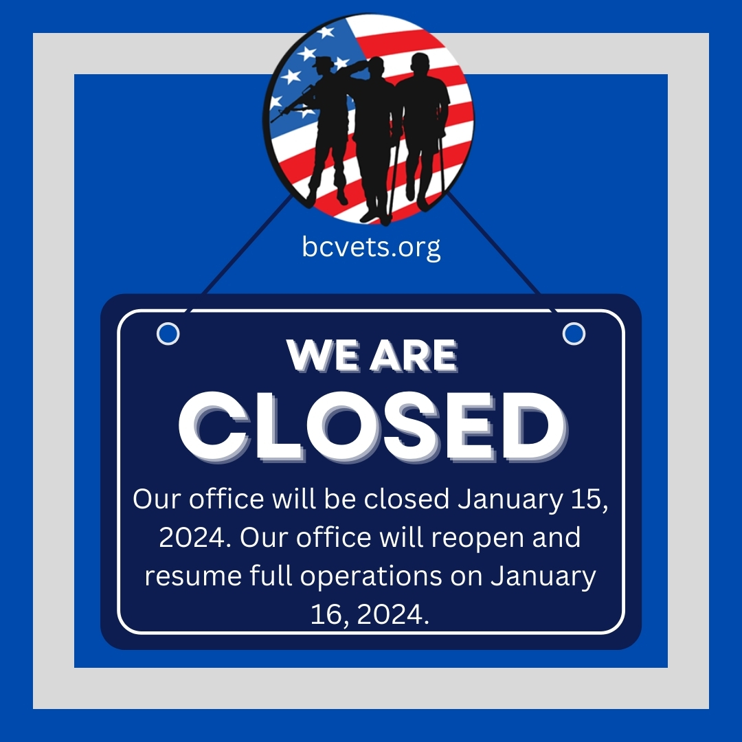 BcVsc's tweet image. Our office will be closed on January 15, 2025, in observance of Martin Luther King Jr. Day. We will resume office operations on January 16, 2024, at 8:00 AM. #bcvets #butlercountyohio  #MLKDay #officeclosed
