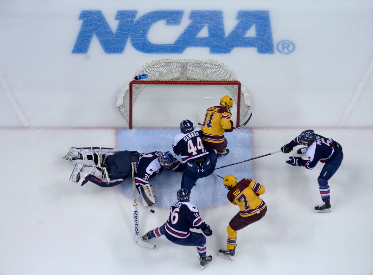 The RMU Colonials and Minnesota Golden Gophers will meet tonight in Minneapolis - the second-ever meeting between the teams. The first game took place across the river in Saint Paul during the first round of the 2014 Division I Men's NCAA tournament. 

#RMUnite | #PrideOnIce