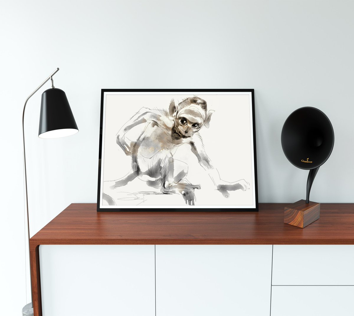 PAAstudio's tweet photo. And now for something completely different and a nice weekend - My Monkey | 2014 | Paper Animals for Our Kids Series | gislée on paper, S , M only | shown here in a S framed print. 
.
From the times long gone, when the kids enjoyed simple stuff, the early days of iPad drawing…😊 https://t.co/qajz8g5UZv