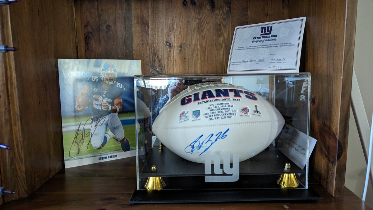 Big thank you <a href="/Giants/">New York Giants</a> and @nygfangirl for this awesome gift in support of <a href="/saquon/">Saquon Barkley</a> for the #WPMOYChallenge. His efforts on and off the field are uplifting and inspiring for the community.