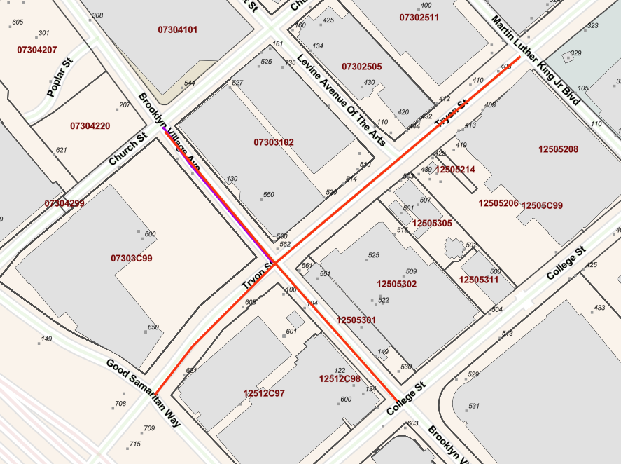 🚧ALERT🚧 Tryon Street between Good Samaritan Way and Martin Luther King Jr. Boulevard, and Brooklyn Village Avenue between Church and College Streets are closed in both directions until further notice after loose façade was identified on a building at 550 South Tryon Street.