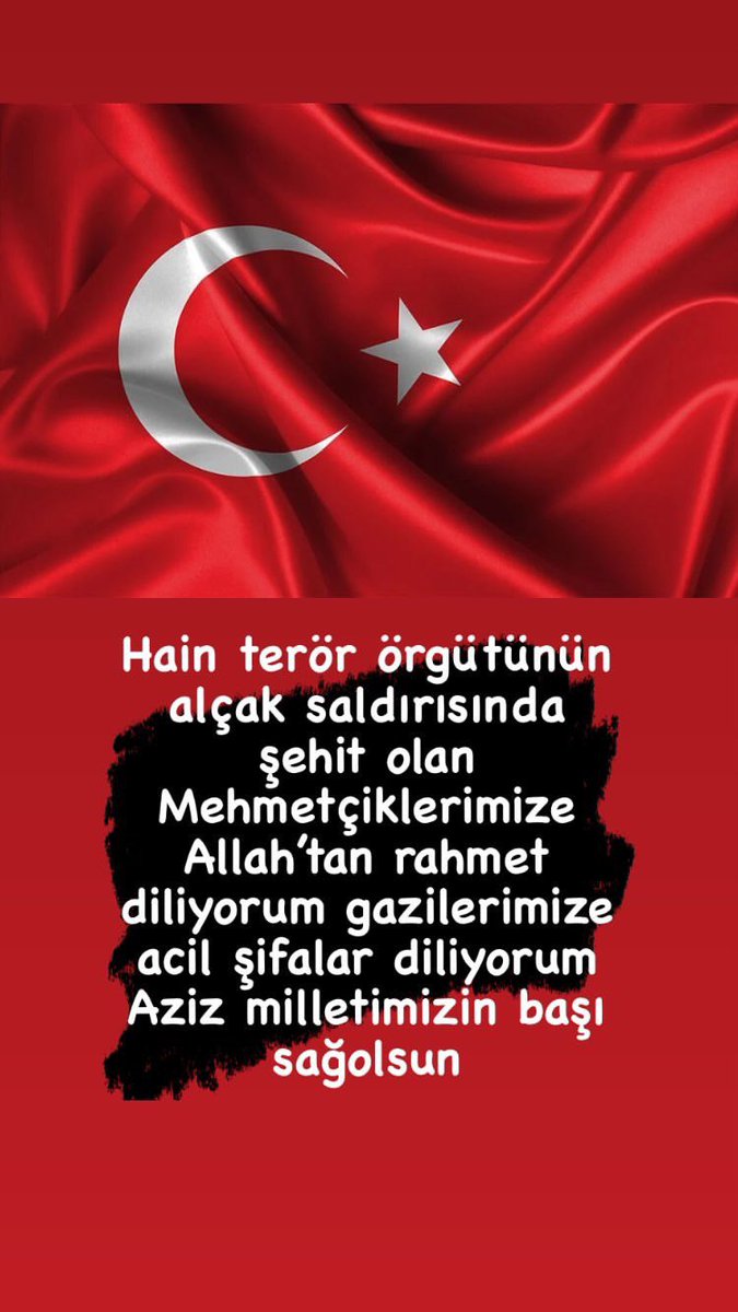 Hain terör örgütüne lanet olsun.Ateş düşen ocaklara sabırlar diliyorum.Aziz milletimizin başı sağ olsun!Şehitlerimize Allah’tan rahmet diliyorum.Gazilerimize geçmiş olsun acil şifalar diliyorum.