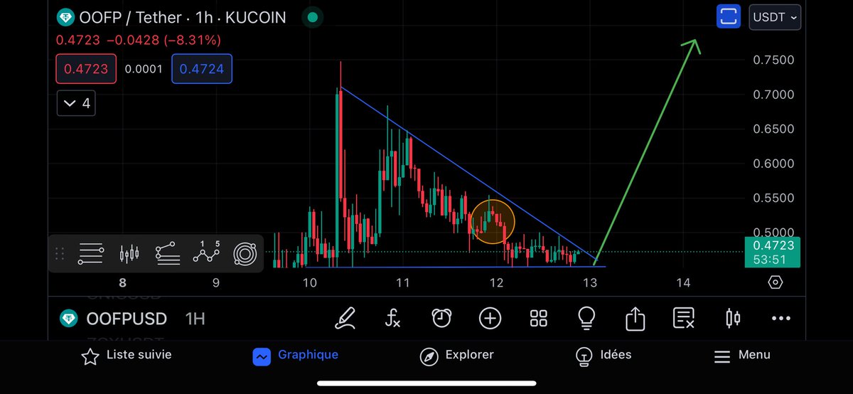 $OOFP

On arrive enfin au bout du pattern.

On devrait aller vers le haut pour chercher de nouveaux sommets.

#halving #bullrun #ordinals $Dovi $Biis $Ordi
