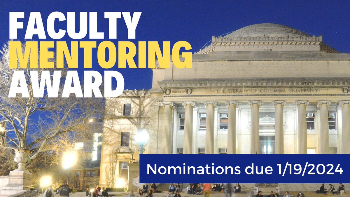 FACULTY: Don't miss the 1/19 deadline to nominate a colleague for the FACULTY MENTORING AWARD. Nominate a senior faculty colleague who makes a difference, and let's celebrate exceptional mentorship! bit.ly/2YrkeHx