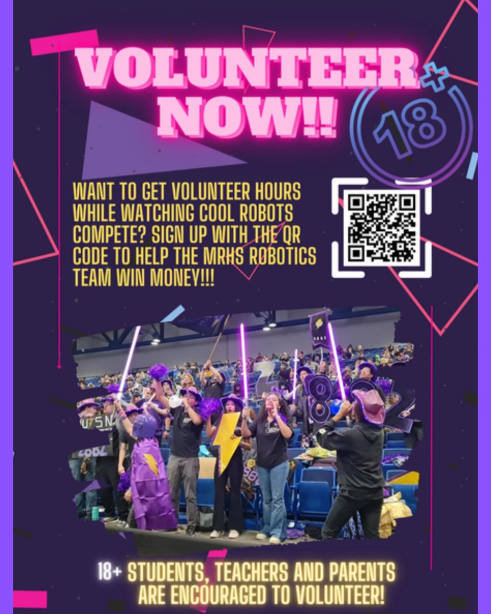KatyGRO_FRC2882's tweet photo. Support @FRC_2882 & @KatyGRO_FRC2882 when you sign up to #volunteer at our tournaments with @FIRSTinTexas! Be sure to list #MRHSRobotics #NutsNBoltz #FRC2882 on your application. Link is here: https://t.co/pli0Ze0mUf
Deadline is Jan. 13!
@MRHSMavericks @FRCTeams #FIRSTRobotics https://t.co/eQHFkw2ohl