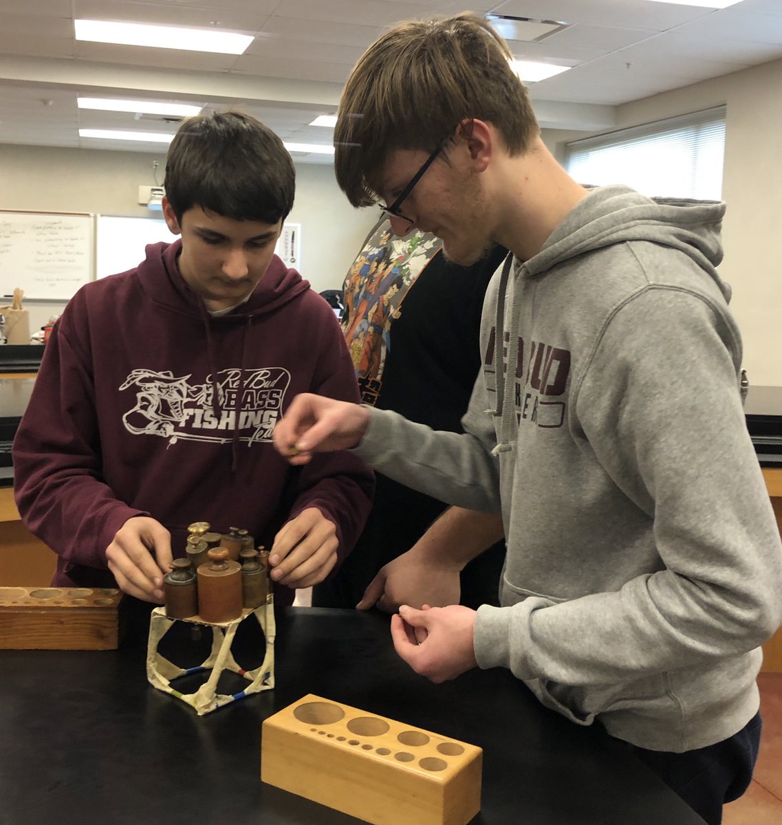Congratulations to Karson, Matthew, and Brogan for winning a close  competition today!  Their hot tub deck held 3,880 grams (over 8.5 pounds)! #RedBud132 #RedBudHS
