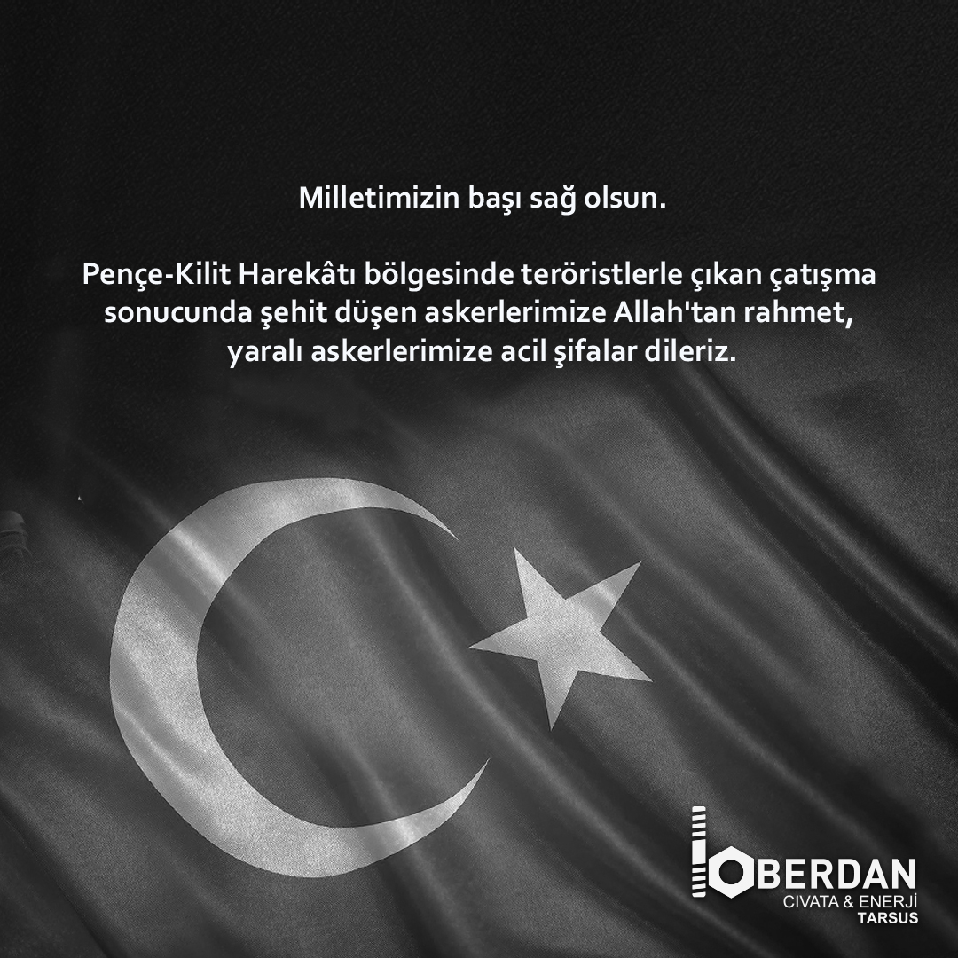 BerdanCivataBC's tweet photo. Milletimizin başı sağ olsun. 

Pençe-Kilit Harekâtı bölgesinde teröristlerle çıkan çatışma sonucunda şehit düşen askerlerimize Allah'tan rahmet, yaralı askerlerimize acil şifalar dileriz. https://t.co/nlNOlPpT4n