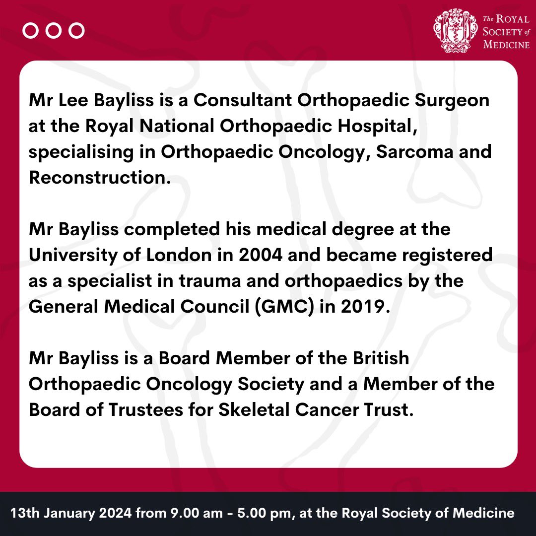 Introducing our next speaker at FOSC ’24 Mr Lee Bayliss, Consultant Orthopaedic Surgeon at the RNOH. Read more about Mr Bayliss here and come back for the next FOSC ‘ 24 speaker reveal.