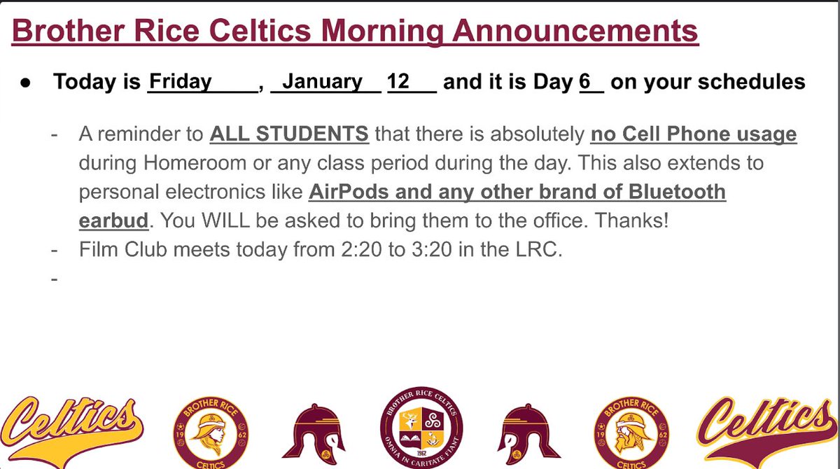 Todays announcements