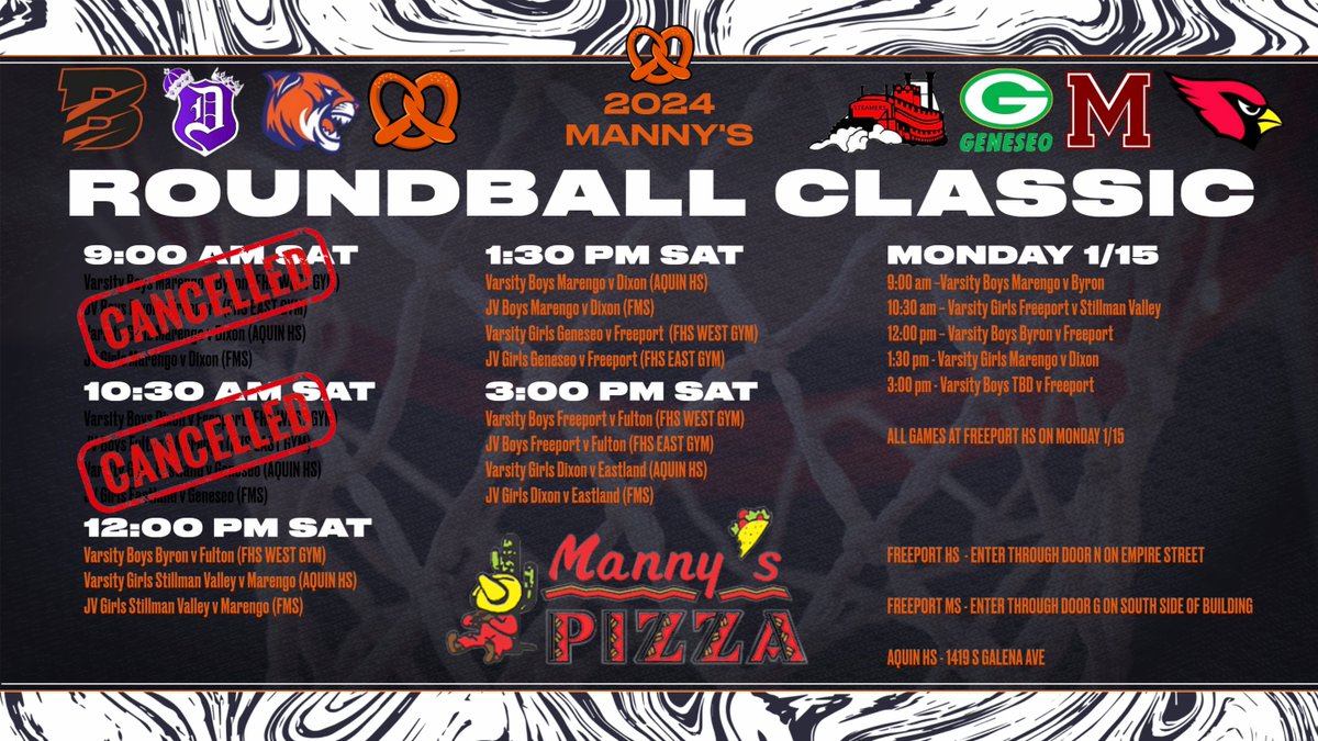 Updated Schedule for 2024 Manny's Roundball Classic