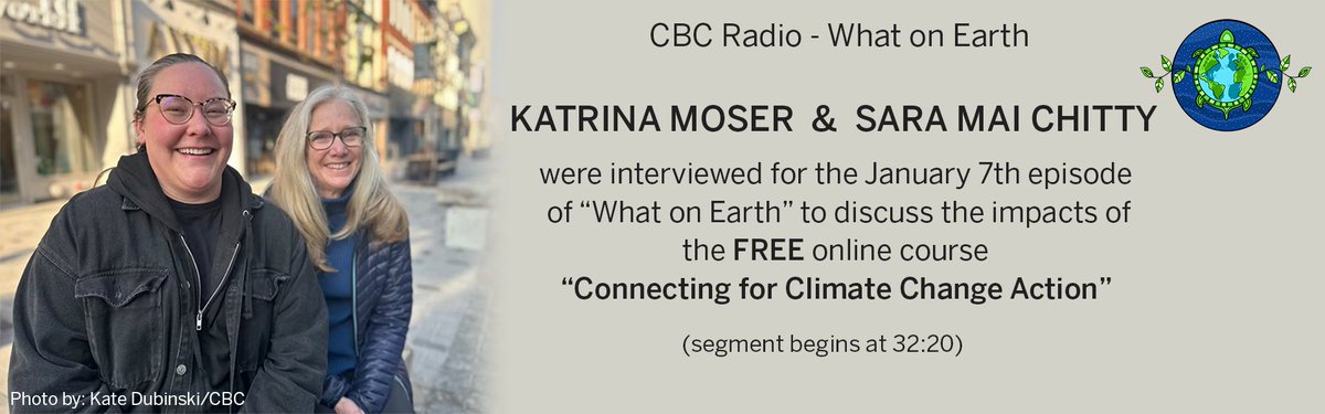 Dr. Katrina Moser and Sara Mai Chitty share their excitement for their FREE course 'Connecting for Climate Change Action'. Segment begins at 32:20 @VPRWesternU @westernuOII #ClimateAction cbc.ca/listen/live-ra…