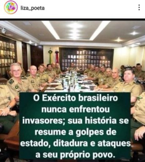 Tenho dito, qualquer país que quiser invadir o Brasil é só oferecer propina aos generais das forças armadas e pode ficar a vontade, assim como os políticos de direita deram  pré sal, Petrobrás, BR distribuidora, gasodutos, refinarias e outras coisas, os patriotas são inimigos