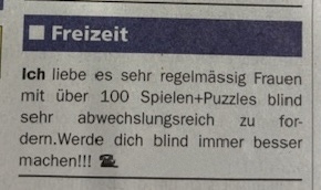 LotteVom's tweet photo. Versteht jemand, was er will? 😲
#Zeitung #Inserat #Puzzle #Spiele https://t.co/Pvg9vdaDgd