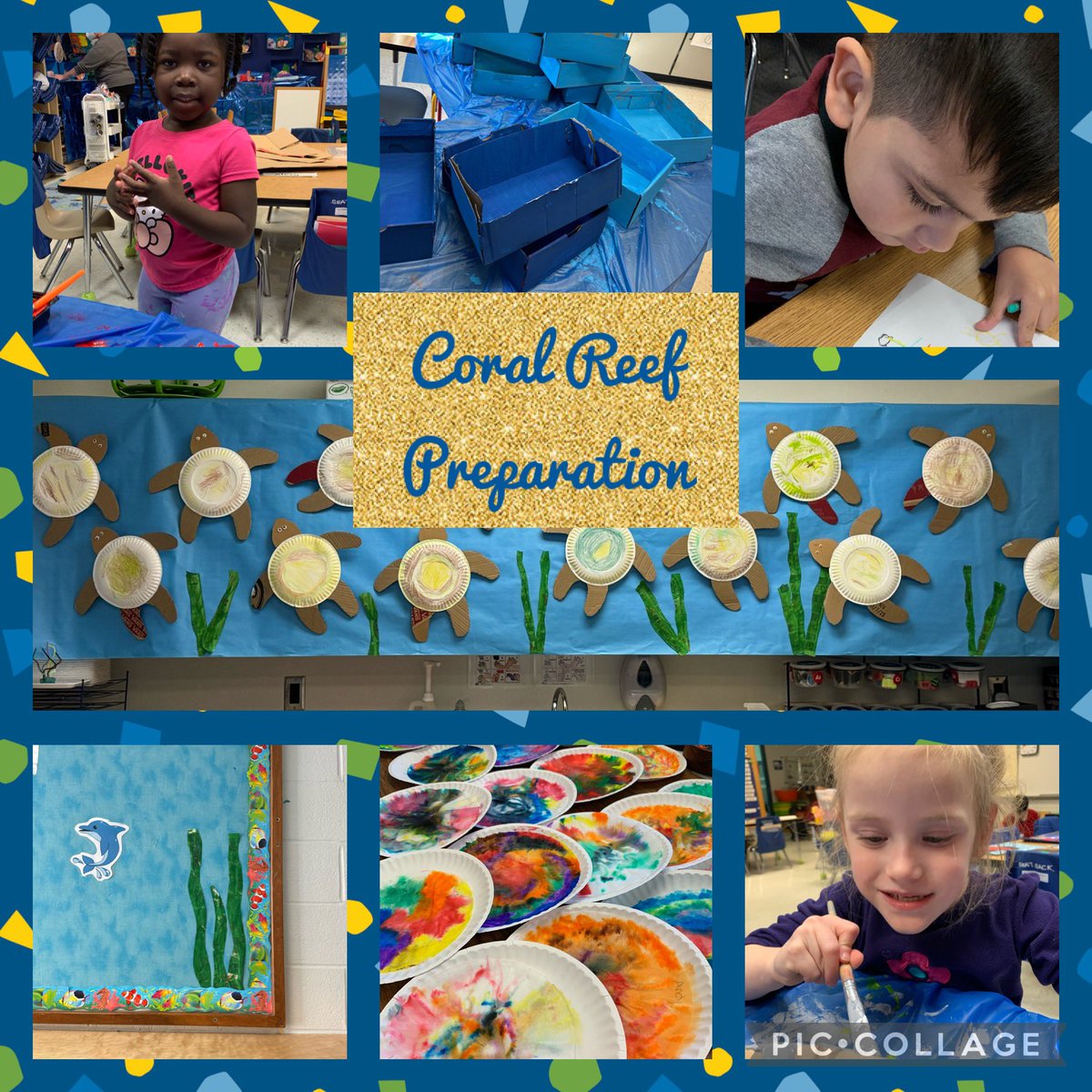 msleclercq's tweet photo. Pre-K did a splashing good job with their coral reef 🪸 thank you for all the recycled materials, all the teachers helping placing it together and families and fifth graders who came to visit. @hcpss_lwes https://t.co/1Q4kiO8AU0