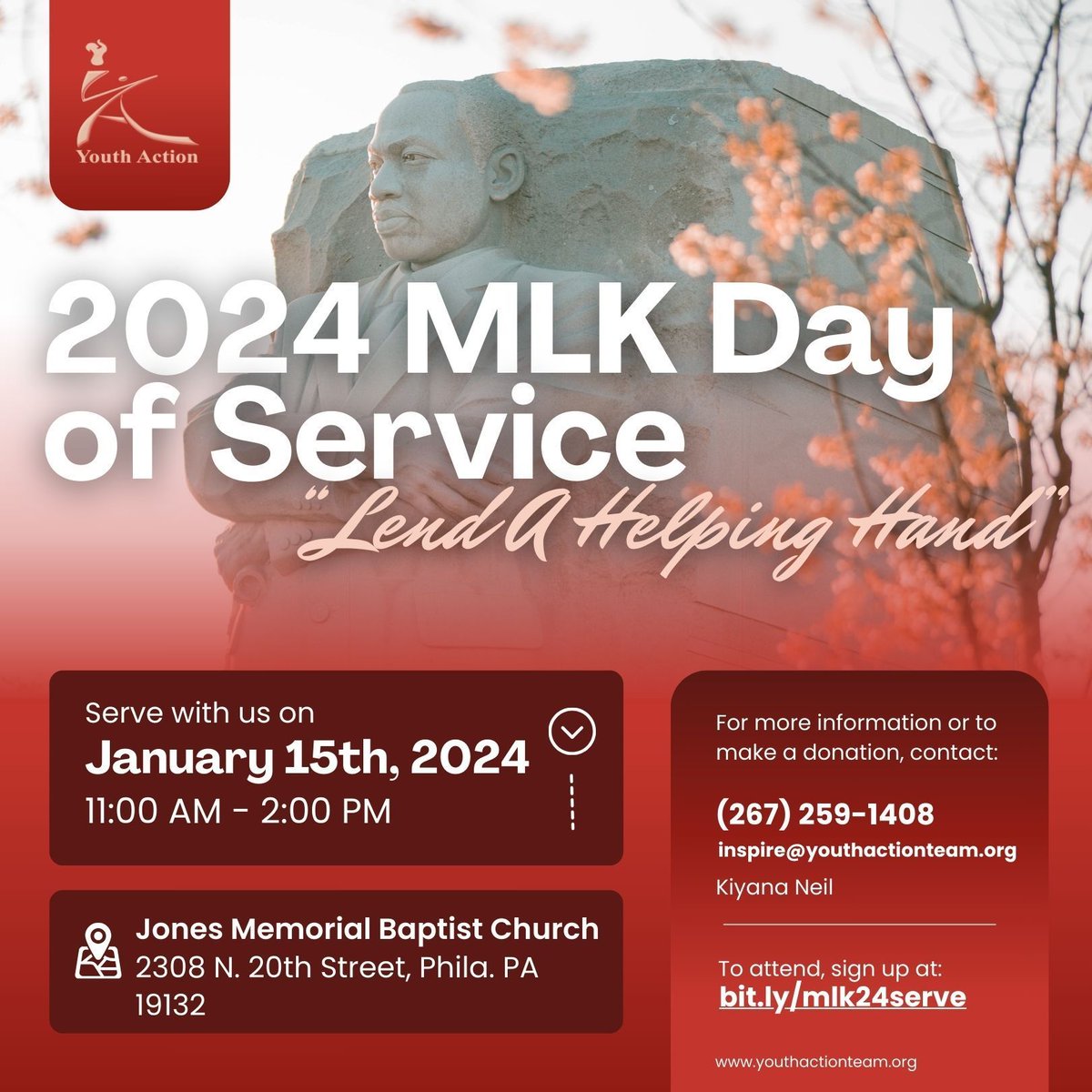 🤲 Got #2024MLKDay plans? 📅 Join us on Monday, January 15th, from 11 AM - 2 PM at Jones Memorial Baptist Church @ 20th &amp; Dauphin. Pack care items and clean up the #community. All are welcome! 🌍 Sign up here to join us: buff.ly/48RPp12.