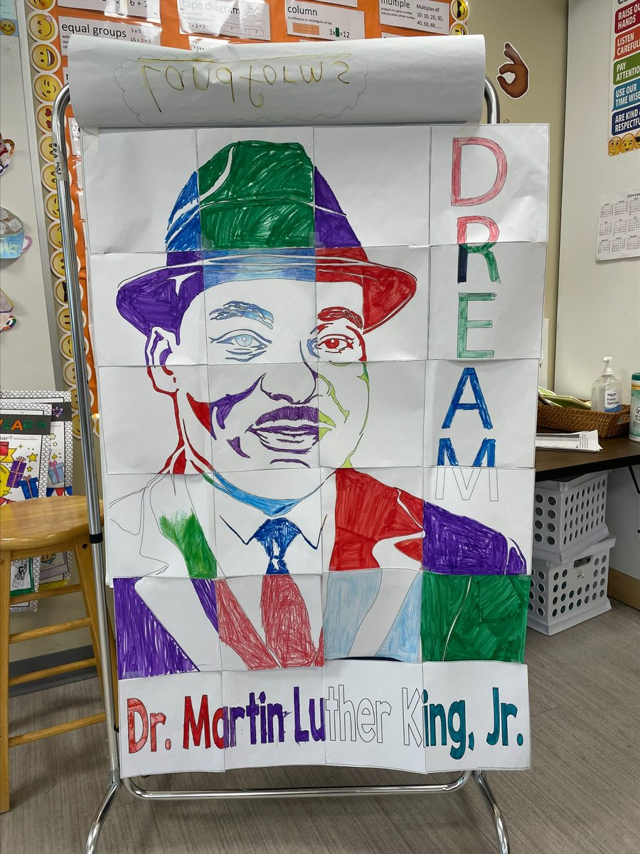 Check out this incredible illustration created by our 4th grade students! The students worked collaboratively on this piece of art featuring Dr. Martin Luther King, Jr! #Enter2Learn #Exit2Lead #EdThatAddsUp #WeAreFRCS