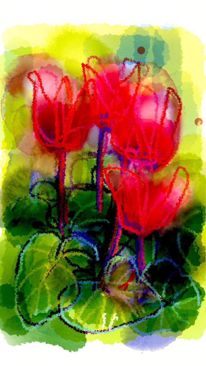 #iPhone doodle 
Cyclamen through the back window 🥶#fingerpainting