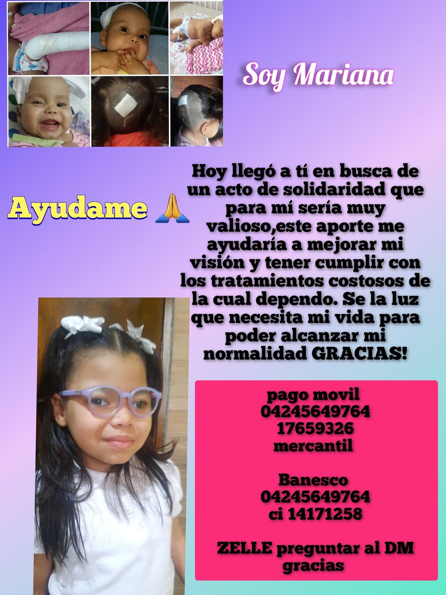 mariani87784922's tweet image. #URGENTE angeles terrenales pido f la ayuda para la continuidad d los tratamientosny plan médico q m mantienen estable y avanzando por favor no los tengo faltal $345 #donation #COLABORACIÓN #niñadecondición