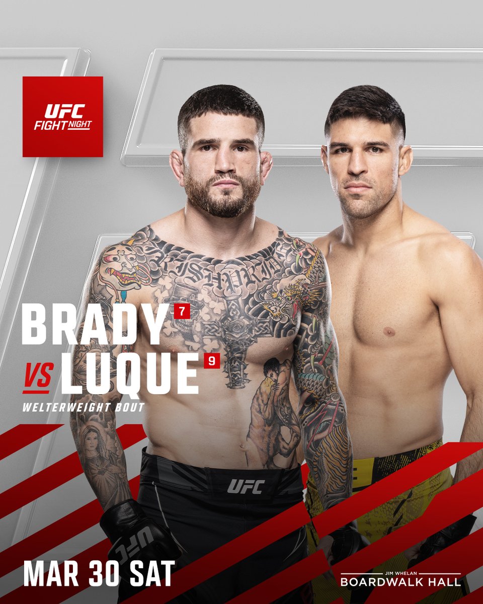 Atlantic City has it's main event 👏 Sean Brady will take on @VicenteLuqueMMA to close the show in Atlantic City!