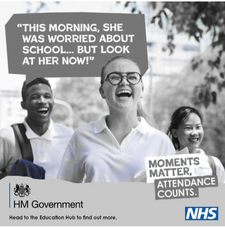 I've only just become aware of the NHS logo in this awful advert. Gaslighting to the extreme. Attendance at all cost is not health, not wellbeing, not safe. It's like putting the NHS logo on makes it all ok. The ignorance of the impact on CAMHS is staggering @emgntdivergence