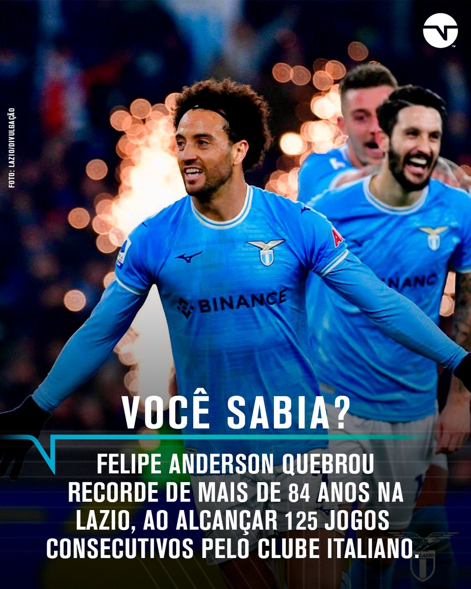 O HOMEM TÁ FAZENDO HISTÓRIA NA LAZIO! 😎🇧🇷🇮🇹 Felipe Anderson atingiu a marca na vitória do 'Derby della Capitale' contra a Roma, pela Copa da Itália. O detentor anterior do recorde era Alfredo Monza, que defendeu o clube italiano entre 1937 e 1940. #CasaDaChampions