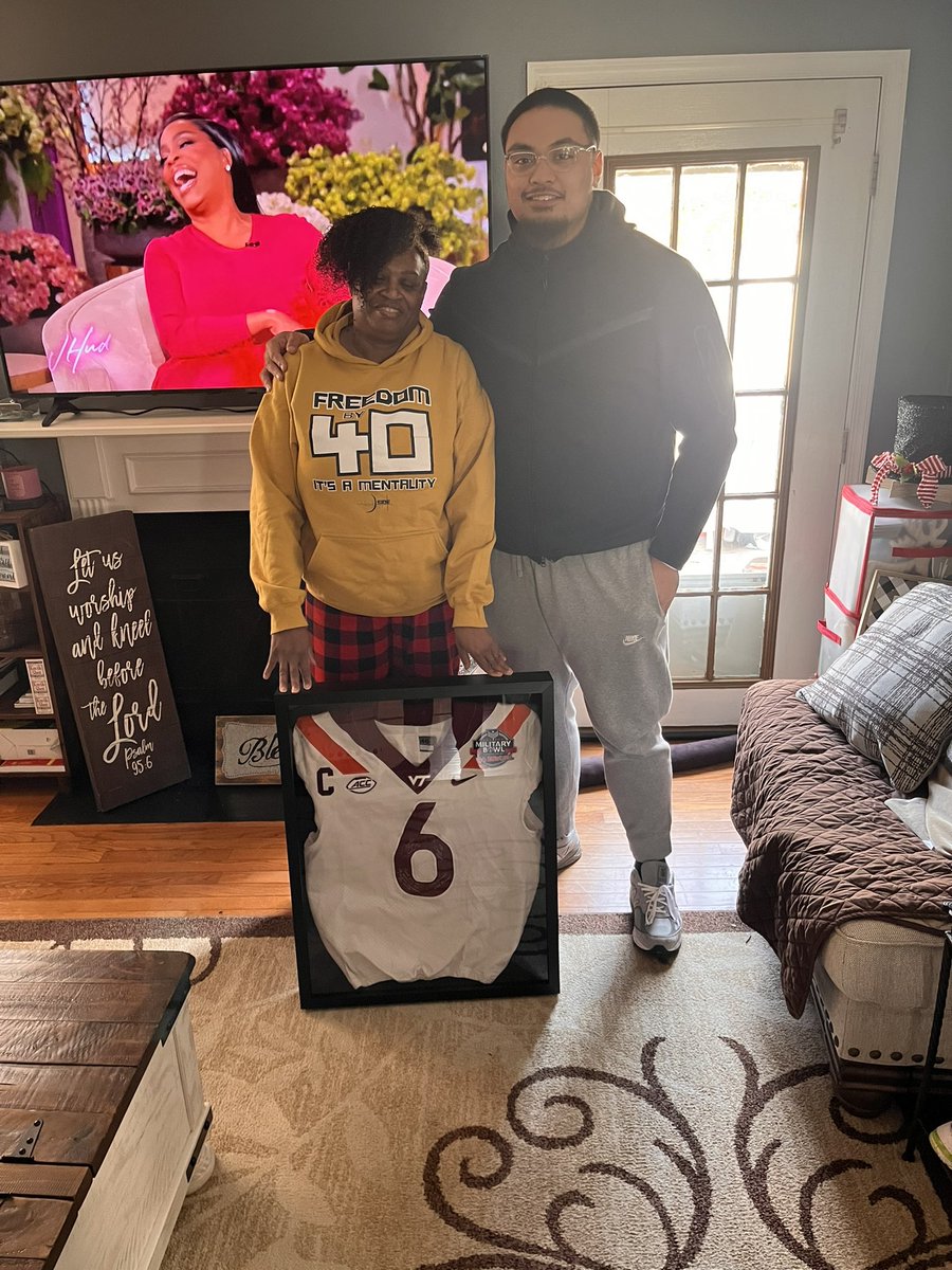 Today my son son @jfuga01 stopped by to give me a gift. He gave me his 2023 #militarybowl jersey. He is everything good about @Hokies. ity. Thank you so much. We are so proud of you! Freedoms Finest! I love my job!#freedomeagles #vatech #Hokies