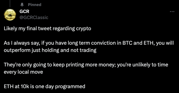 Evidence #3: Earlier today, Larry Fink was on tv talking about a future spot ethereum ETF

What was GCR’s last public tweet? Calling for $10k ETH

Checkmate