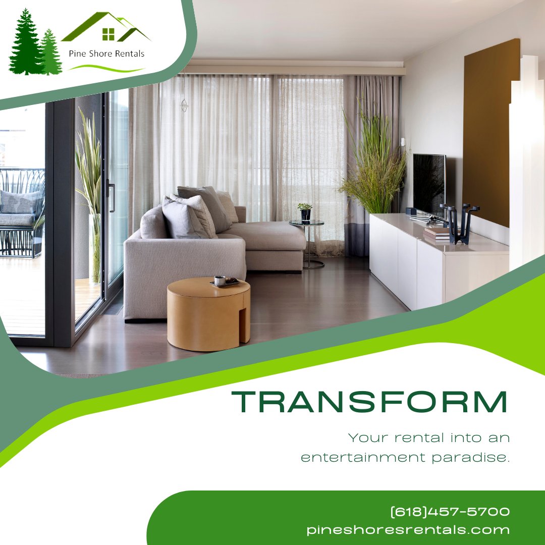 Pine Shores Rentals (@pineshorerental) on Twitter photo Elevate every moment with the perfect blend of comfort and excitement.
Welcome to your haven of joy! 🌟🏡
For inquiries you can call:
📞+1 618-457-5700
📧pineshorerentals@gmail.com
🌐 pineshoresrentals.com
#EntertainmentParadise #RentalLiving #HomeJoy #Pineshoresrentals Elevate every moment with the perfect blend of comfort and excitement.
Welcome to your haven of joy! 🌟🏡
For inquiries you can call:
📞+1 618-457-5700
📧pineshorerentals@gmail.com
🌐 pineshoresrentals.com
#EntertainmentParadise #RentalLiving #HomeJoy #Pineshoresrentals