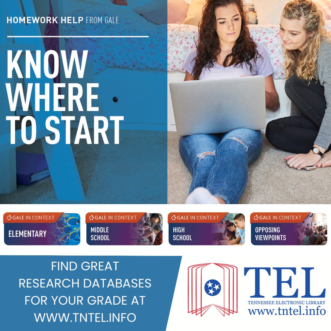Calling all students! Search high quality research databases to find educational articles to support your research and writing needs using Gale in Context databases. Find all of these great K12 databases and more at tntel.info. #TennesseeElectronicLibrary #IMLS