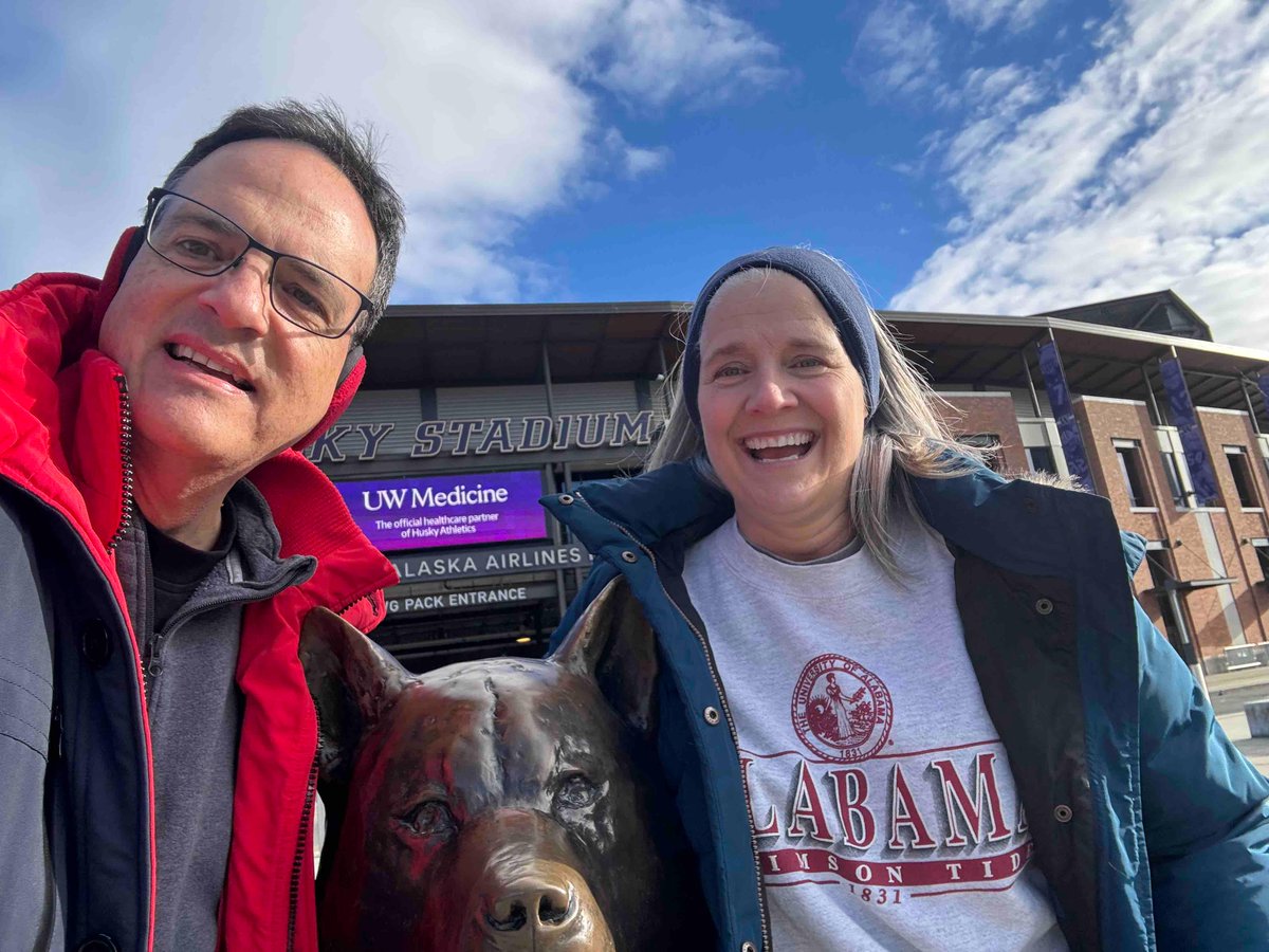 We dropped by to say hello to @UofAlabama newest employee and see if he needed a sweatshirt in this husky weather. #RollTide