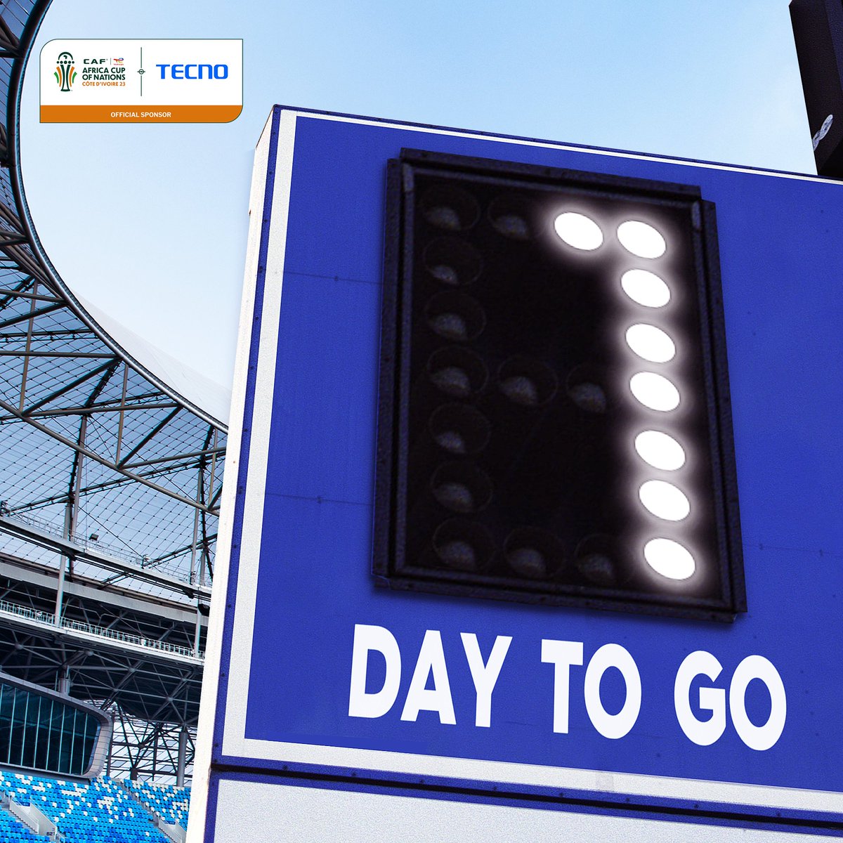 Just ONE day to go! Get ready to experience the magic with TECNO by your side! 📱🏆

#FootballInAfrica #TECNOAFCON2023 #AFCON2023  #OfficialPartner #OfficialSponsor