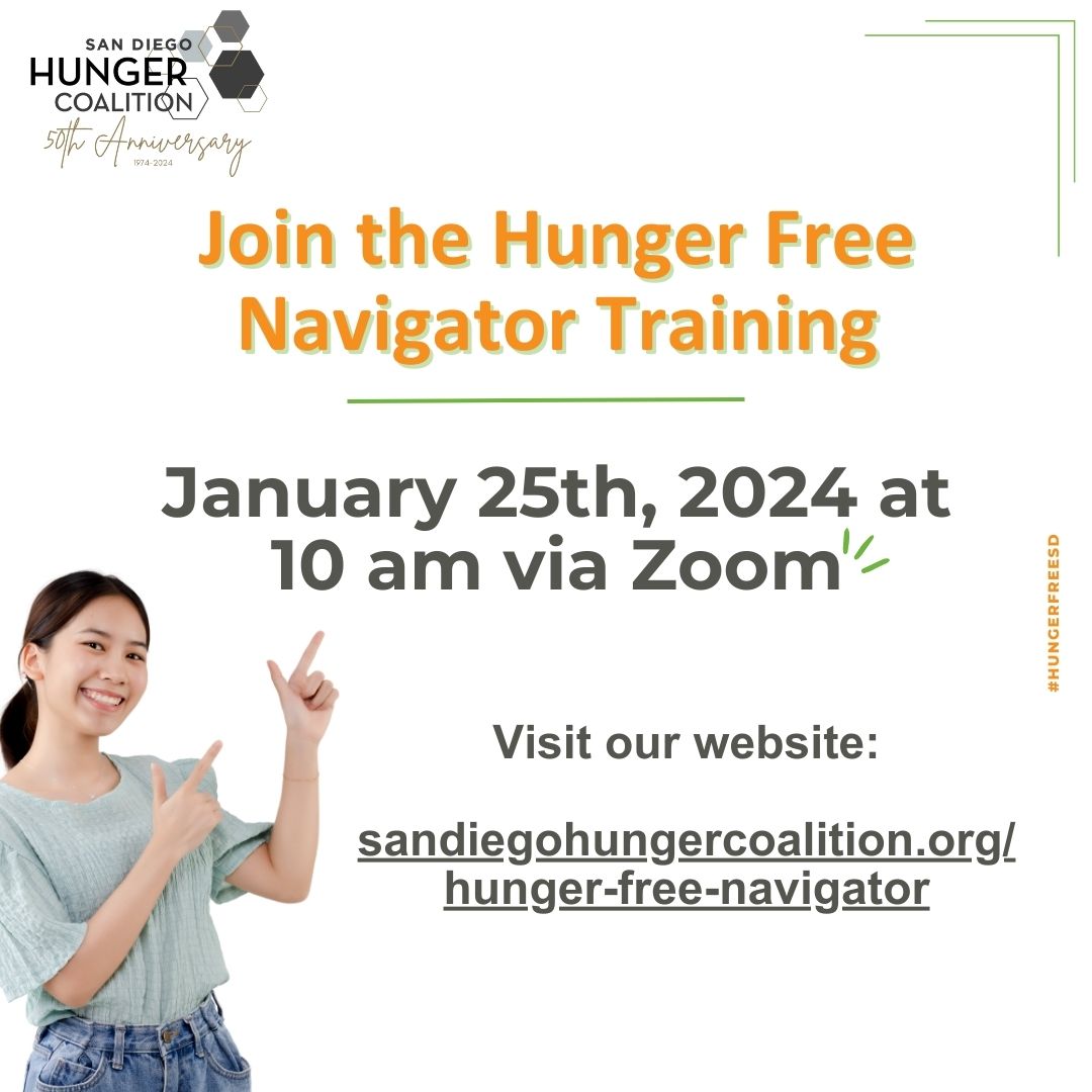 SDHungerCo's tweet image. Are you interested in learning about what kind of food resources are available in SD County?

This 90-minute training will teach you about CalFresh, WIC &amp;amp; Food Distributions!

Please register here:
us02web.zoom.us/meeting/regist…

Upcoming training in February, stay tuned!
#HungerFreeSD
