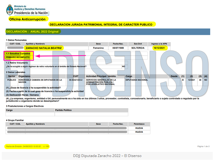 La diputada Zaracho no terminó la escuela primaria.
Tiene 34 años, gran parte de su "edad escolar" fue durante el kirchnerismo
Es kirchnerista, defiende al modelo que la privó de su educación. No tiene la primaria y está legislando.

Gran trabajo: <a href="/ElDisenso/">El Disenso 🇦🇷</a>