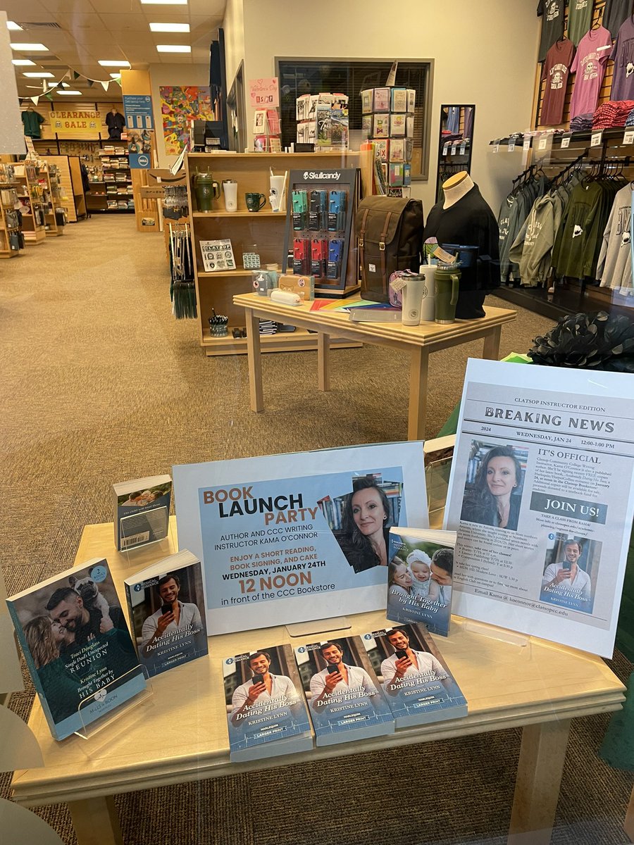 I have such lovely friends and colleagues! Thank you to Julie for hosting a book party for me at the end of the month to celebrate my new release!! Also, my first bookstore display appearance!! See y’all January 24th! 🤩💗😭😁🎊 #clatsopcommunitycollege #harlequin #medicalromance