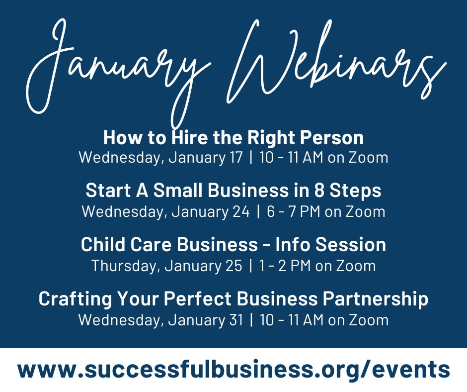 Check out our FREE January webinars: successfulbusiness.org/events