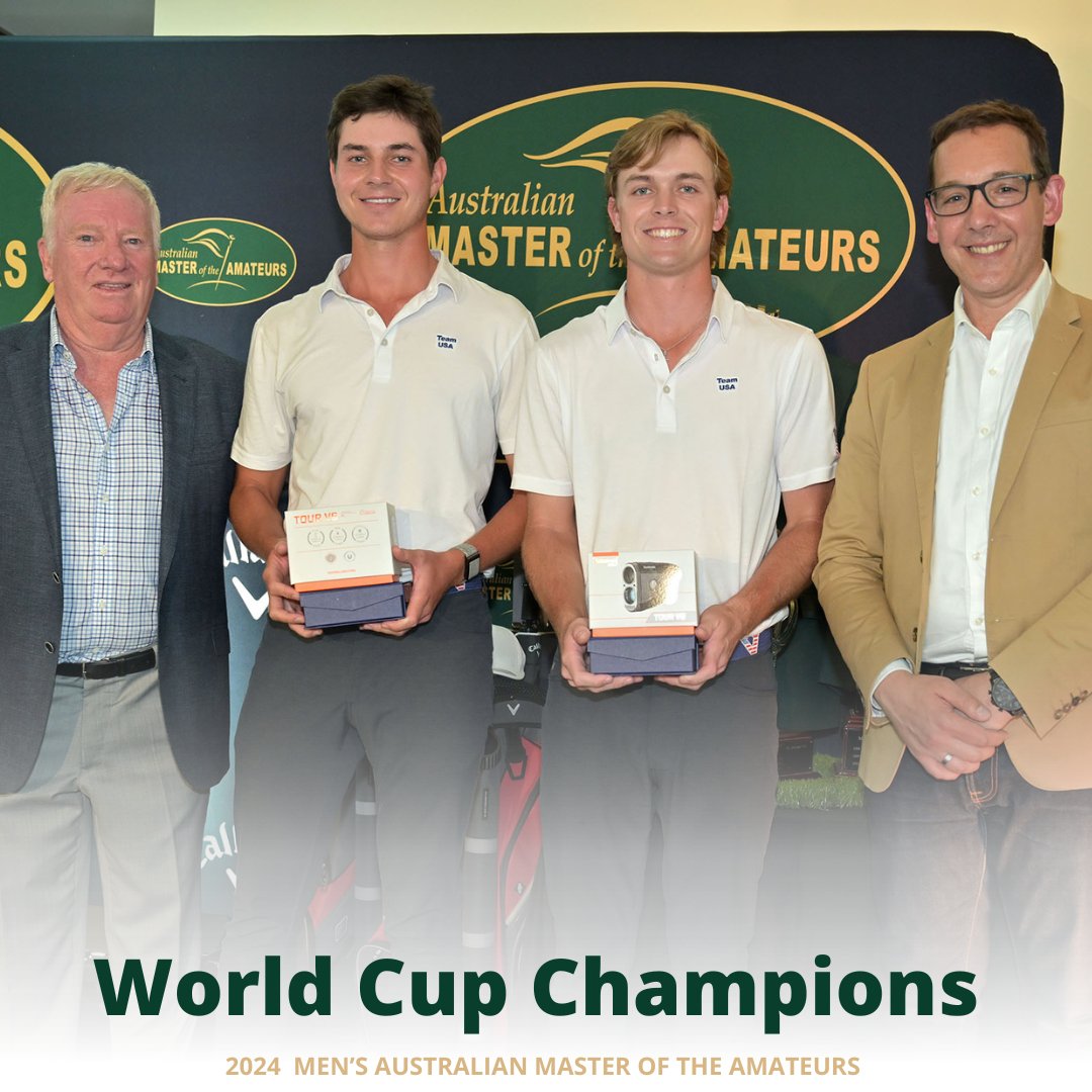 Huge congratulations to Cole Sherwood and William Moll, the champions who secured the World Cup Men's title for Team USA! 🏆🇺🇸 Followed by Team Scotland and Team Australia ⛳️ @sportandrecvic